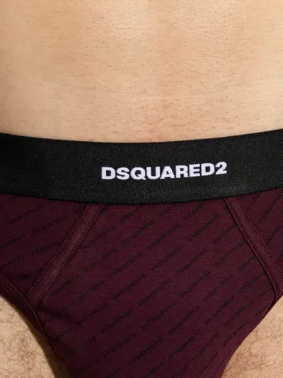 Dsquared2 Logo-print Monogram Briefs In Red