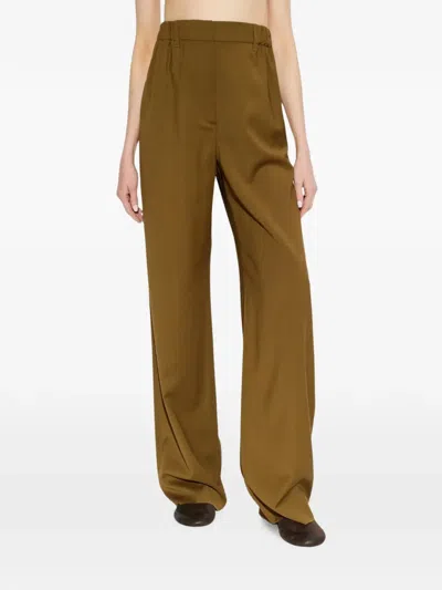 Max Mara Wide-leg Pull-on Trousers In Brown