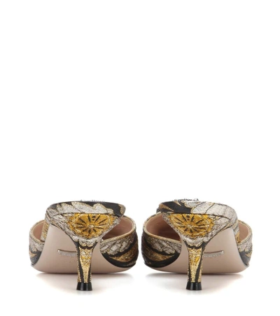 Shop Gucci Jacquard Sandals In Multicoloured
