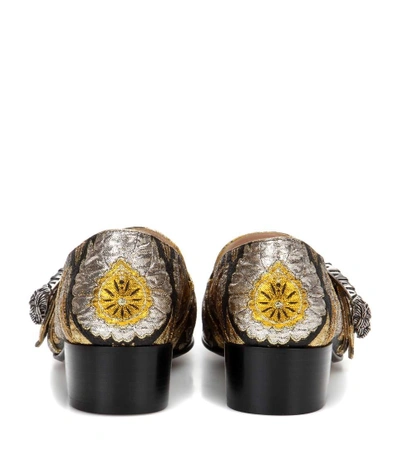 Shop Gucci Brocade Loafers In Multicoloured