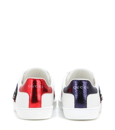 Shop Gucci Ace Embellished Sneakers In Liaeco