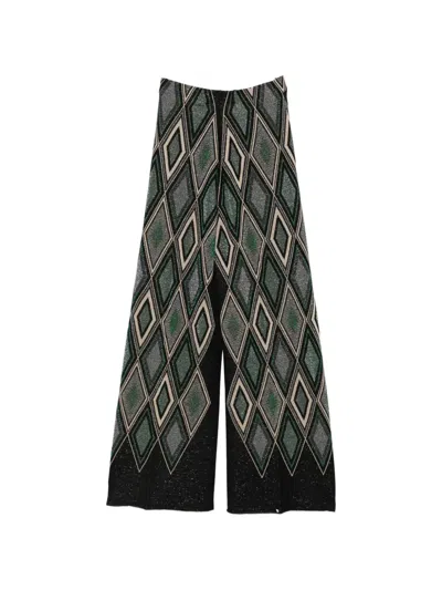 Circus Hotel Argyle-pattern Palazzo Pants In Black