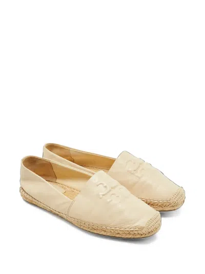 Pre-owned Tory Burch Double T Logo Espadrilles In Neutrals