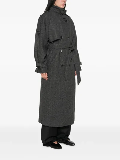 Gestuz Herringbone Belted Coat In Gray