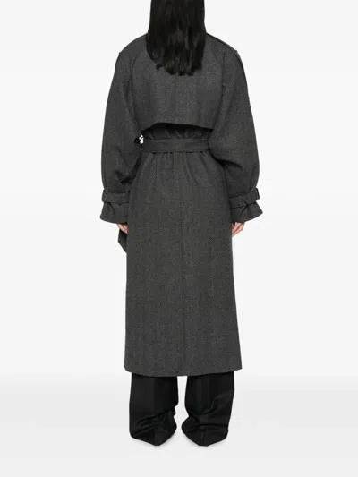 Gestuz Herringbone Belted Coat In Gray
