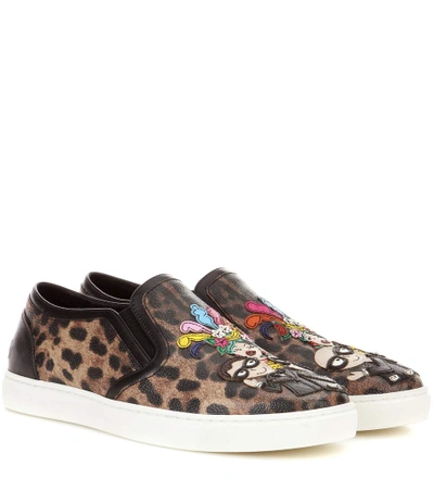 Shop Dolce & Gabbana Leopard-printed Slip-on Sneakers In Multicoloured