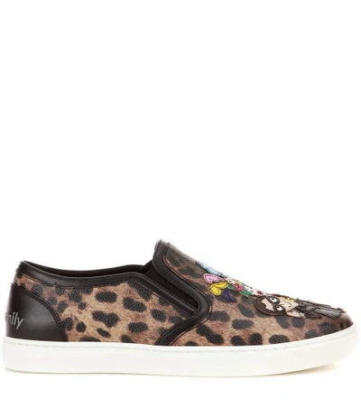 Shop Dolce & Gabbana Leopard-printed Slip-on Sneakers In Multicoloured