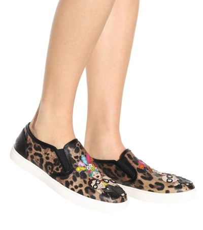 Shop Dolce & Gabbana Leopard-printed Slip-on Sneakers In Multicoloured