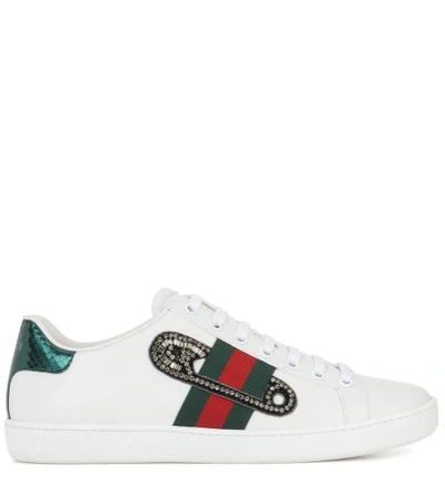 Shop Gucci Ace Embellished Sneakers In Liaeco