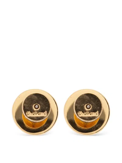 Coach Logo-plaque Stud Earrings In White