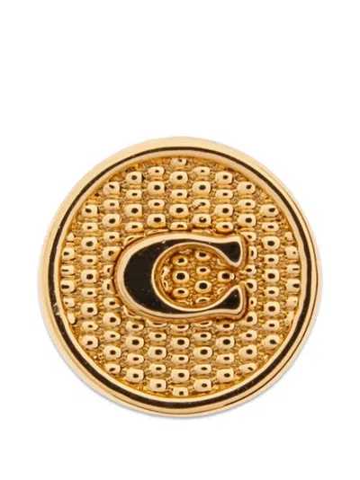 Coach Logo-plaque Stud Earrings In White