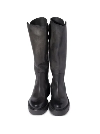 Miu Miu Leather Boots In Black