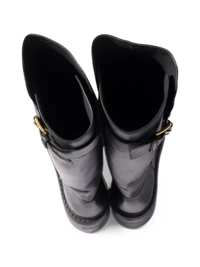 Miu Miu Leather Boots In Black
