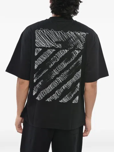 Off-white Scribble Diag Logo-print T-shirt In Black