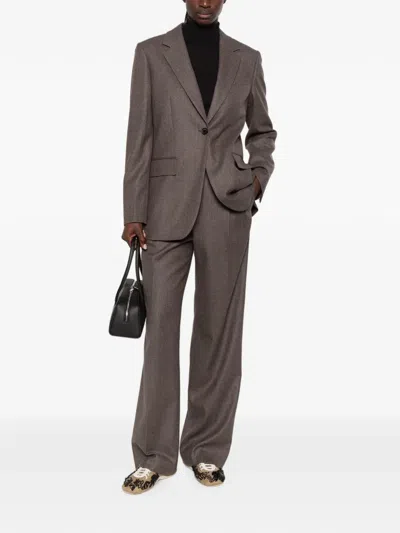 Sandro Notched-lapel Single-breasted Blazer In Brown
