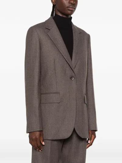 Sandro Notched-lapel Single-breasted Blazer In Brown
