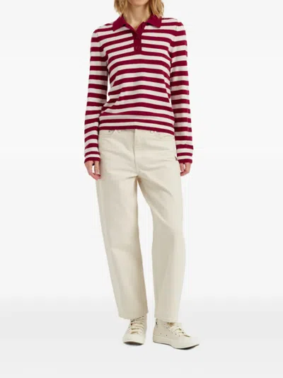 Chinti & Parker Stripe-pattern Collared Sweater In Blue