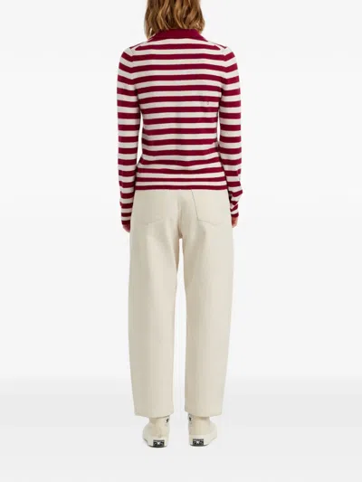 Chinti & Parker Stripe-pattern Collared Sweater In Blue