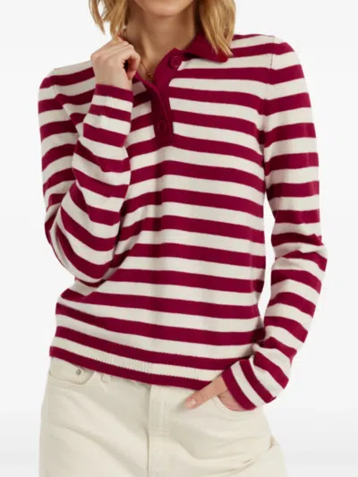 Chinti & Parker Stripe-pattern Collared Sweater In Blue