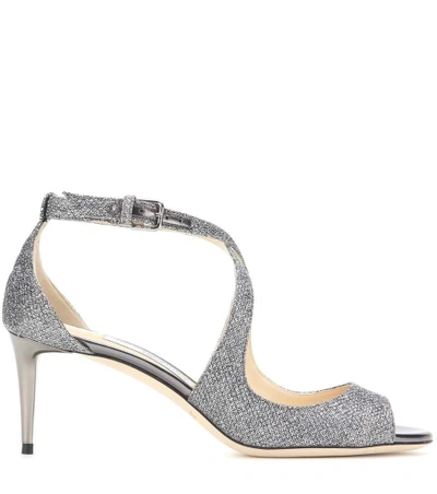 Shop Jimmy Choo Emily 65 Glitter Sandals In Aethracite