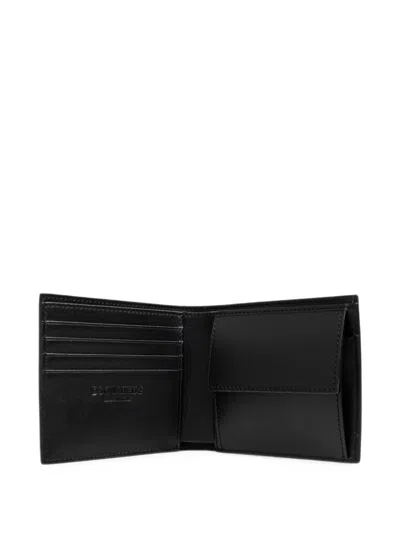 Dsquared2 Logo-plaque Pebbled Leather Wallet In Black