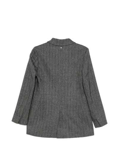 Lorena Antoniazzi Herringbone Double-breasted Jacket In Gray