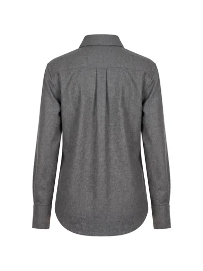 Sa Su Phi Concealed-front Wool Shirt In Gray