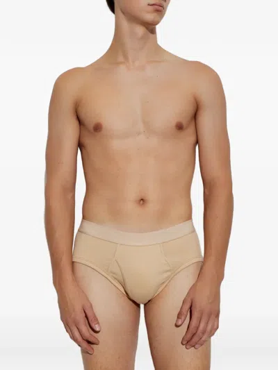 Tom Ford Logo-waistband Briefs In Neutral