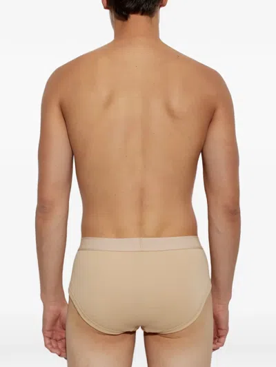 Tom Ford Logo-waistband Briefs In Neutral