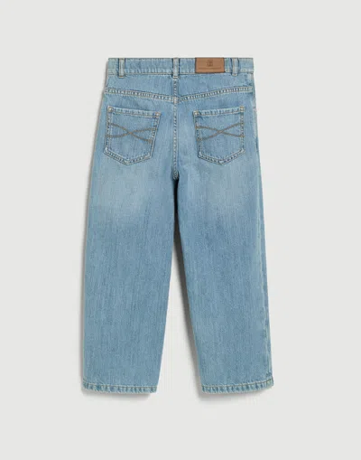 Brunello Cucinelli Belt-loop Logo-patch Jeans In Blue
