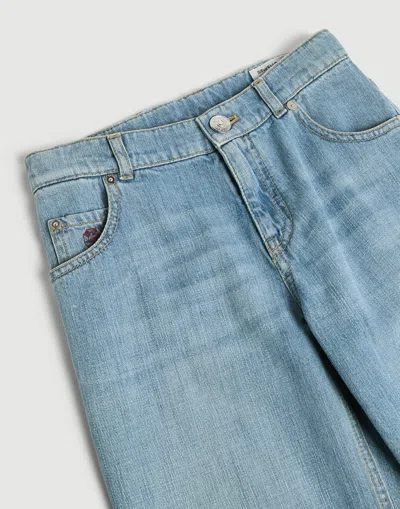 Brunello Cucinelli Belt-loop Logo-patch Jeans In Blue