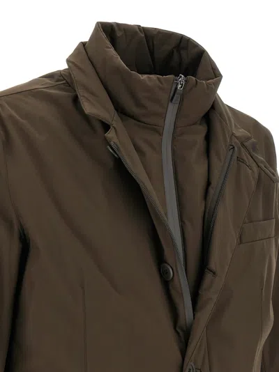 Herno Long-sleeve Button-front Casual Jacket In Brown