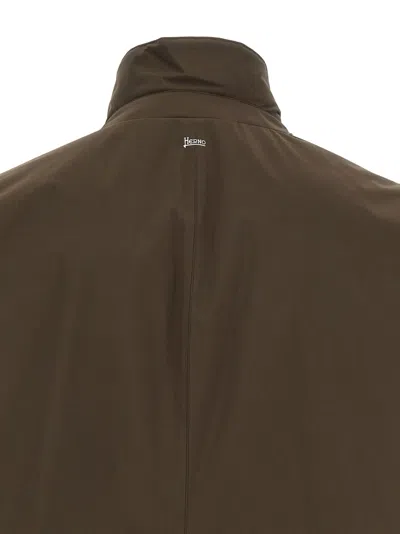 Herno Long-sleeve Button-front Casual Jacket In Brown