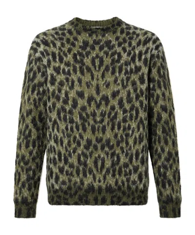 Laneus Leopard-pattern Sweater In Green