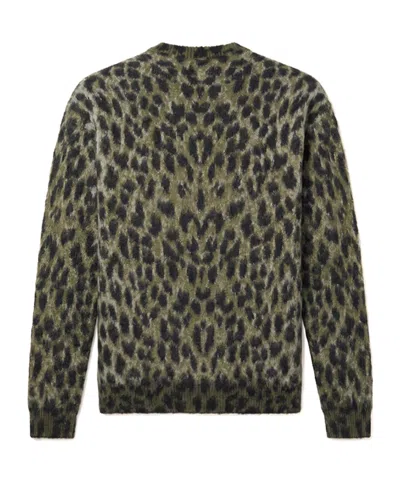 Laneus Leopard-pattern Sweater In Green