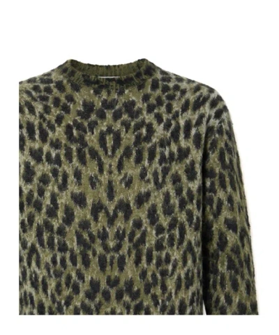 Laneus Leopard-pattern Sweater In Green