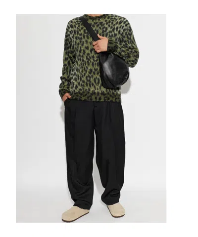 Laneus Leopard-pattern Sweater In Green
