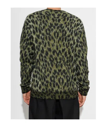 Laneus Leopard-pattern Sweater In Green