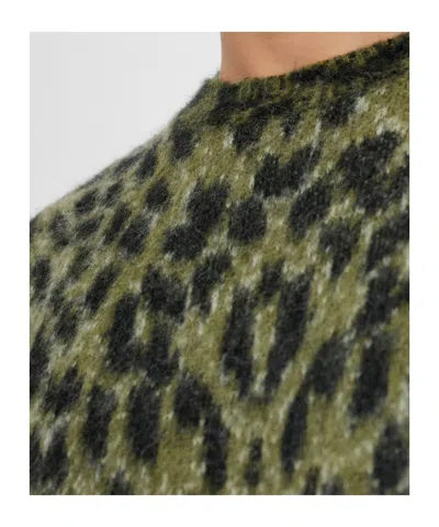 Laneus Leopard-pattern Sweater In Green