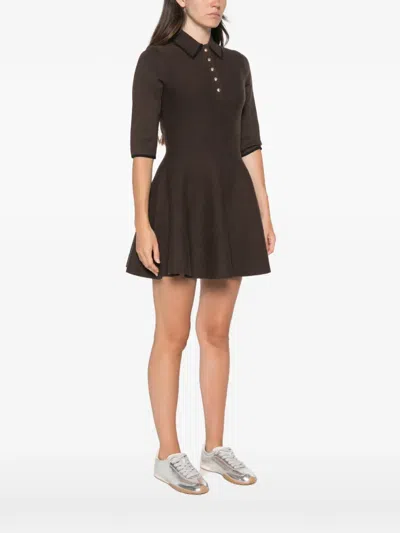 Maje Button-up Collared Mini Dress In Brown