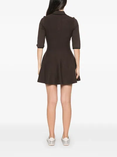 Maje Button-up Collared Mini Dress In Brown