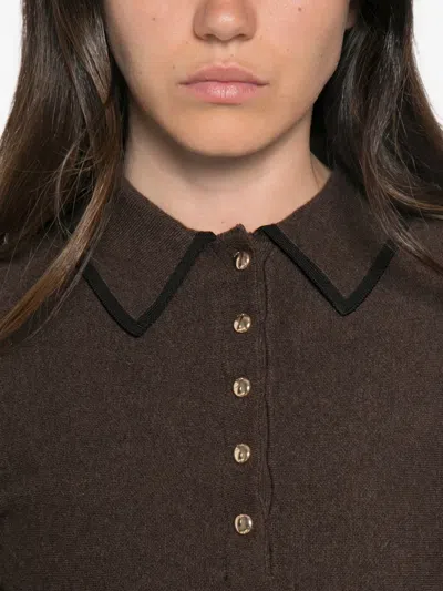 Maje Button-up Collared Mini Dress In Brown