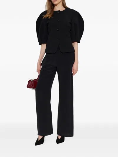Max Mara Puff-sleeve Button-up Jacket In Black