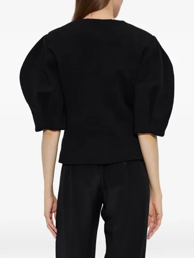Max Mara Puff-sleeve Button-up Jacket In Black