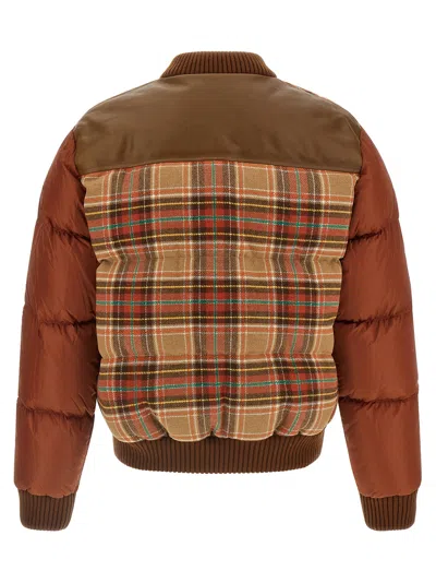 Dsquared2 Checked Puffer Down Jacket In Brown