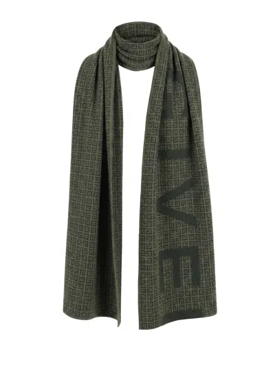 Givenchy Monogram Wool Scarf In Green
