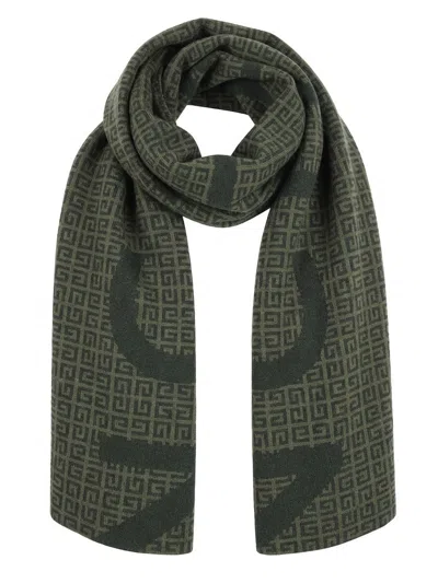 Givenchy Monogram Wool Scarf In Green
