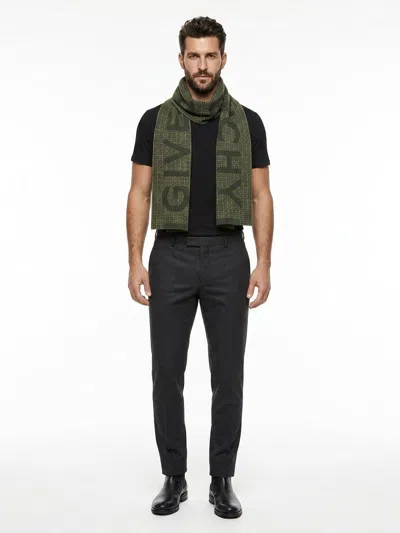 Givenchy Monogram Wool Scarf In Green