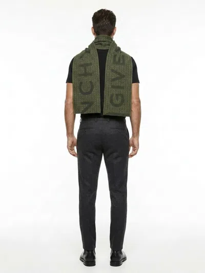 Givenchy Monogram Wool Scarf In Green