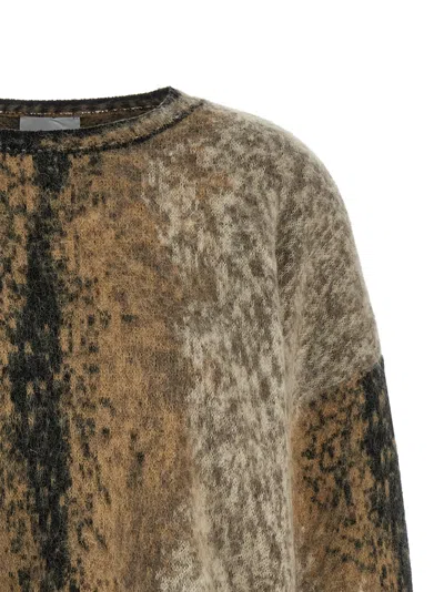 Nude Alpaca Wool Oversized Abstract Pattern Sweater In Brown